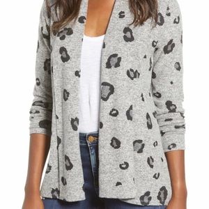 Gibson for Nordstrom grey leopard print cardigan